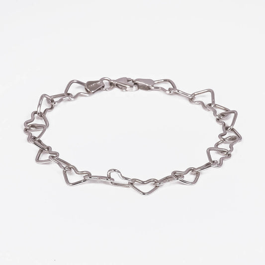 Pulsera Eslabones Corazones 14k