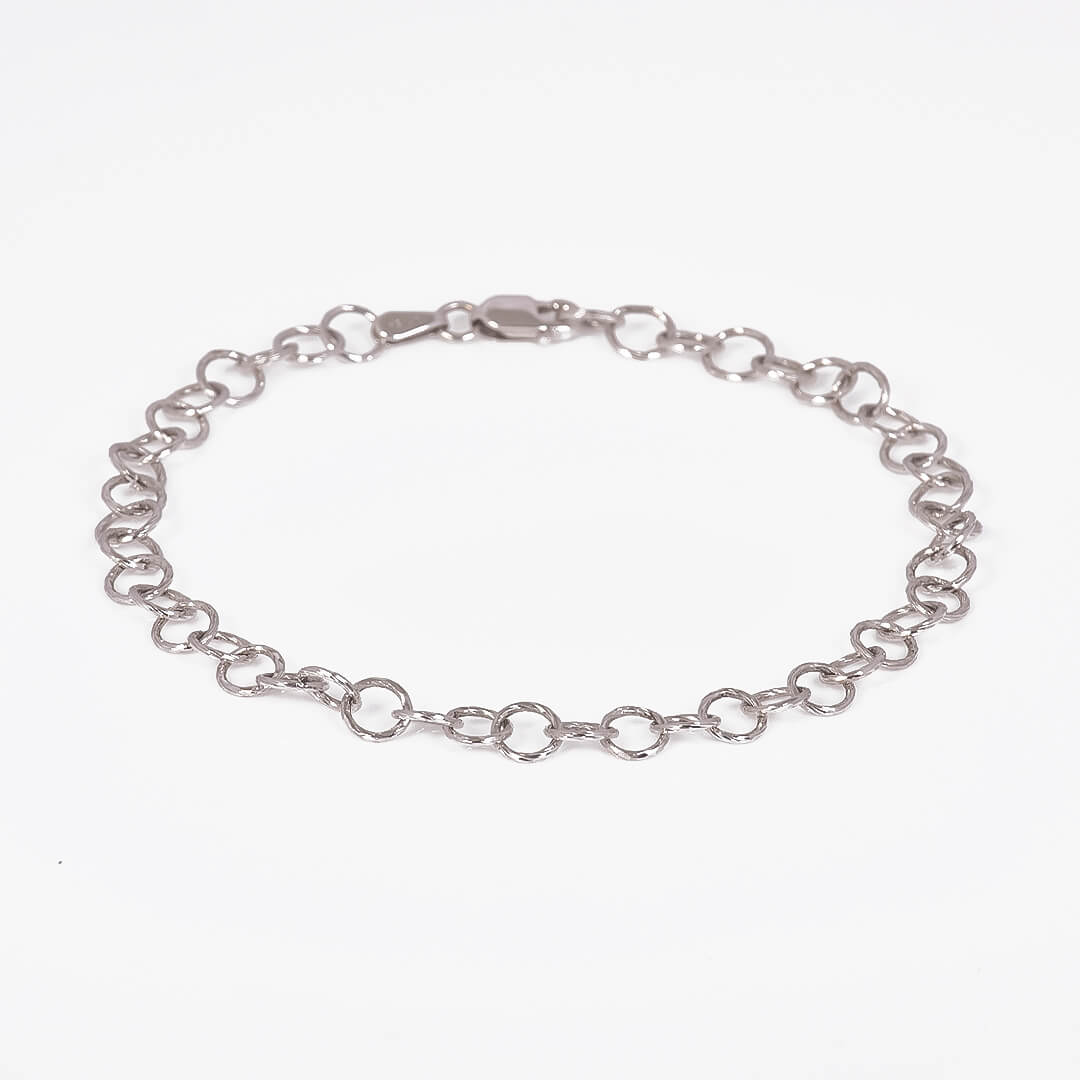 Pulsera Eslabones Redondos Diamantados 14k