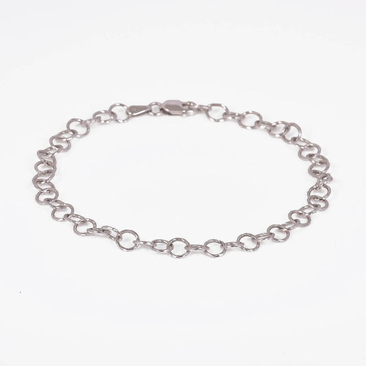 Pulsera Eslabones Redondos Diamantados 14k