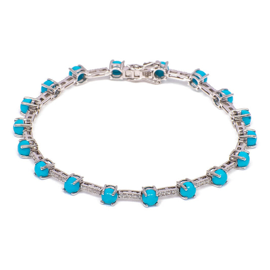 Pulsera con Turquesas 6.50qts y Diamantes Naturales 0.60qts