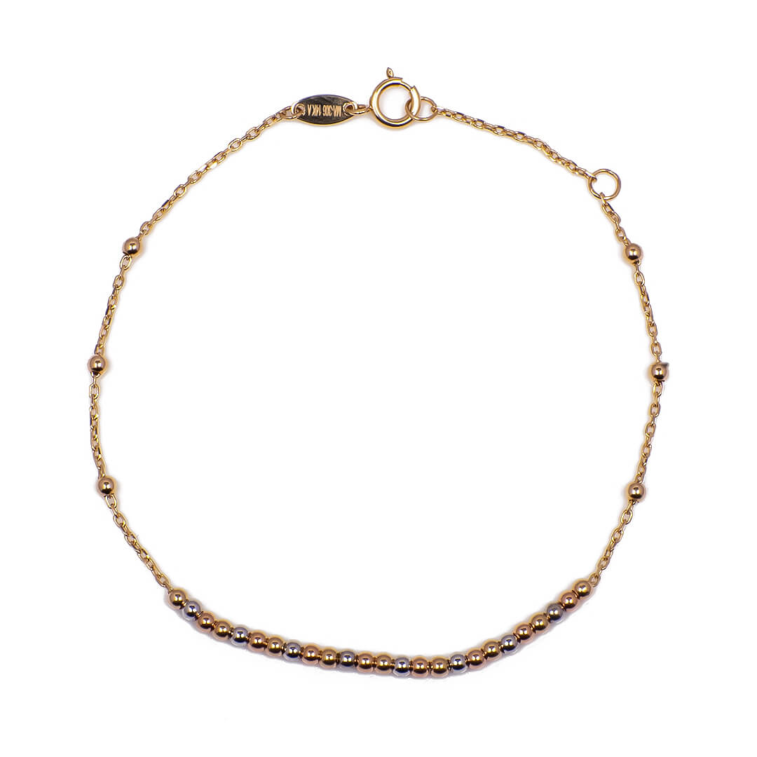 Pulsera de Cadena y Bolitas 14k