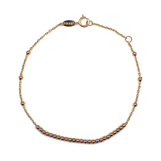 Pulsera de Cadena y Bolitas 14k