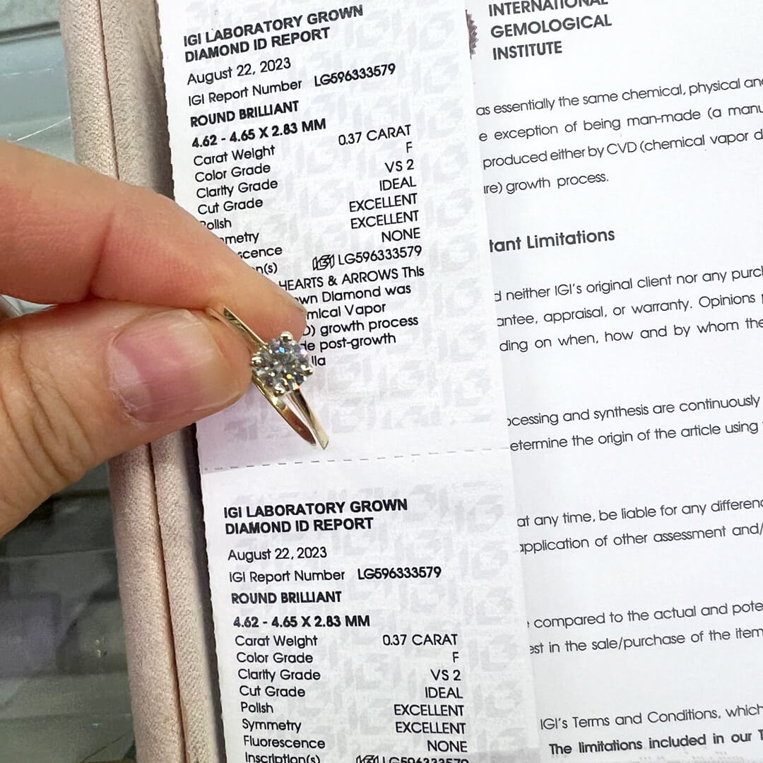 Solitario Diamante de Laboratorio Corte Ideal 0.37qts