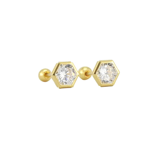 Hexágono Bisel Circonia Cúbica