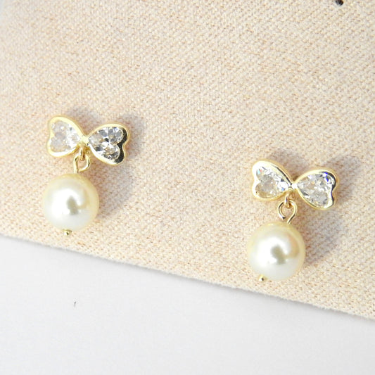 Moño cz perla colgante