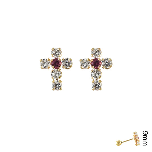 Cruz circonias Broquel Aretes de niña