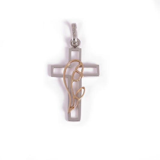 Cruz con Virgen Oro combinado