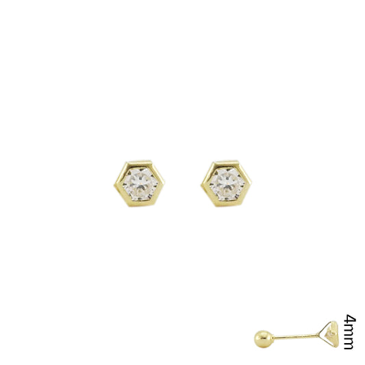 Hexagono con bisel Circonia Cúbica 4mm