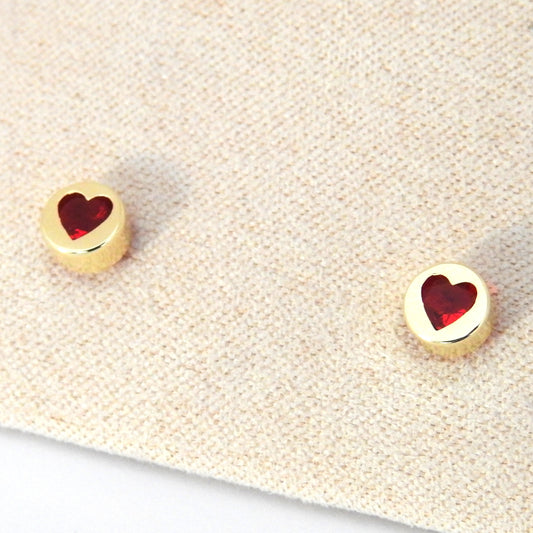 Corazón CZ roja tambor