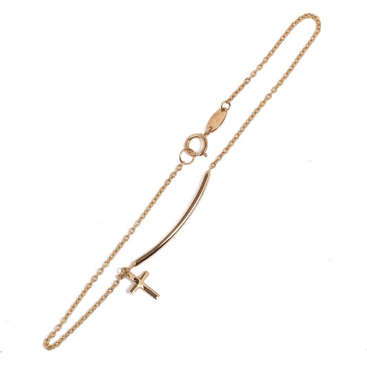 Pulsera Plaquita y Cruz