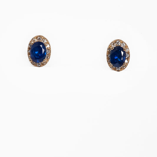 Aretes Diane zafiro natural y “Halo” de diamantes naturales